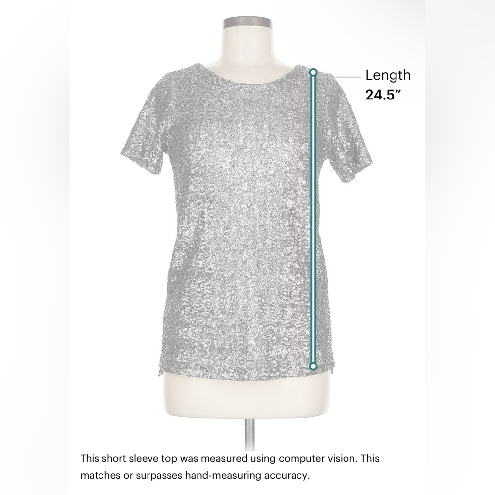 Velvet Silver Sequin Short Sleeve T-Shirt - Picture 5 of 10